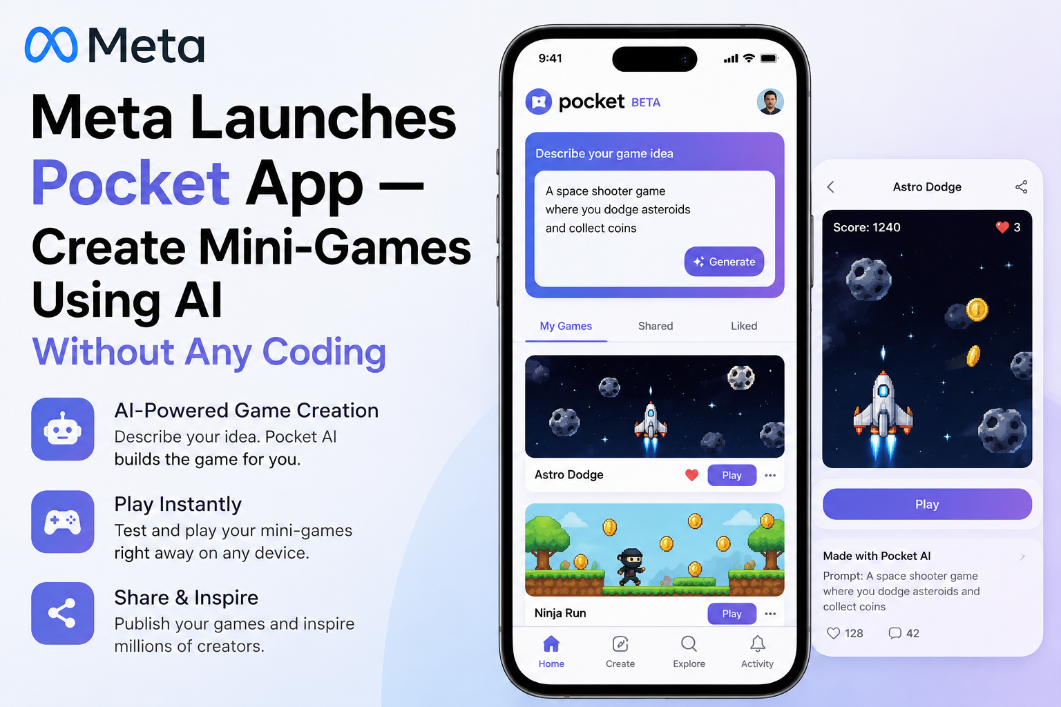 Meta Launches Pocket App — Create Mini-Games Using AI Without Any Coding