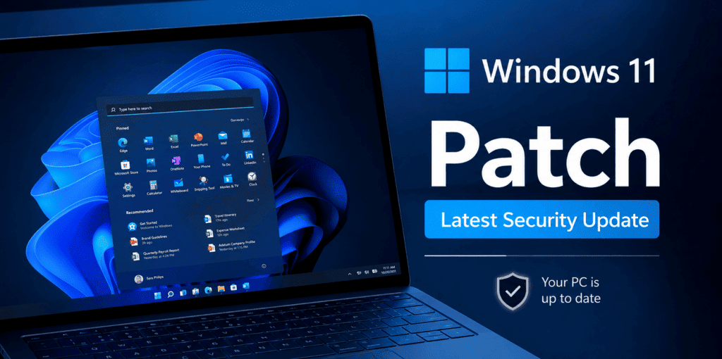 Microsoft July Patch Tuesday Fixes 622 Vulnerabilities & 2 Zero-Days 1 Editorial image illustrating a Microsoft Windows 11 security patch update on a desktop PC, highlighting the latest operating system improvements, bug fixes, and security enhancements.