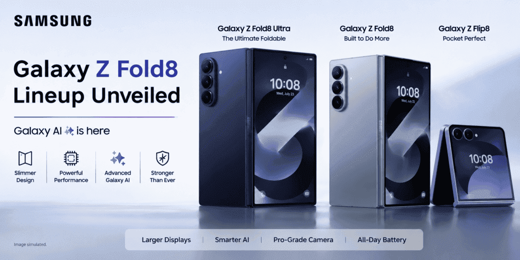 Samsung Galaxy Z Fold8 lineup showcased at Galaxy Unpacked 2026