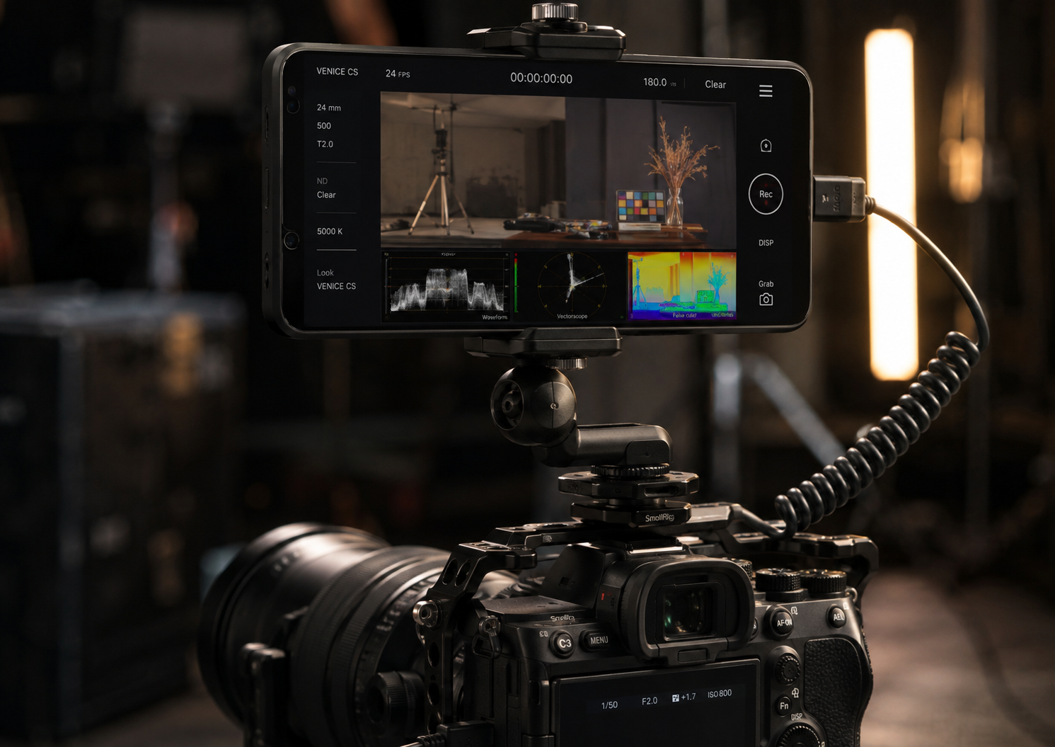 Front view of the Sony Xperia 1 VIII review unit notchless display showing calibrated BT.2020 creator mode colors